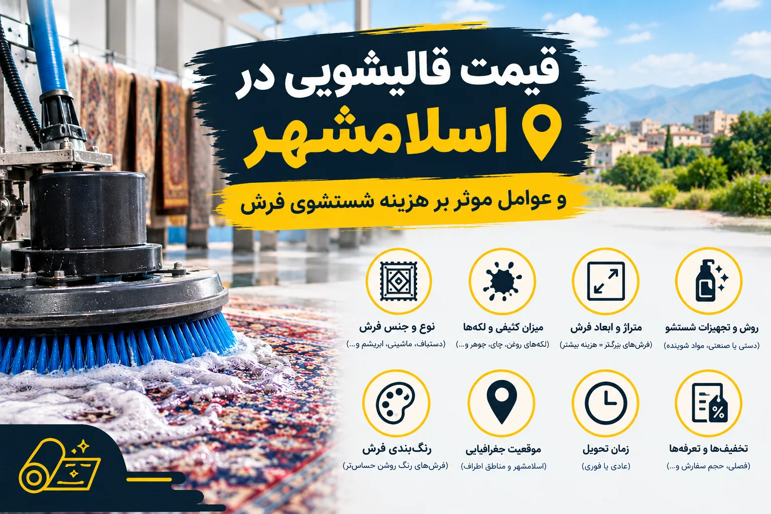 قیمت قالیشویی در اسلامشهر و عوامل موثر بر هزینه شستشوی فرش